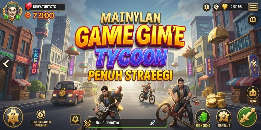 Screenshot gameplay DIREKTURTOTO dengan berbagai elemen manajemen bisnis.