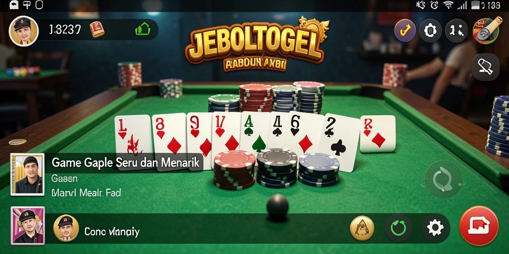 Tampilan gameplay seru dari JEBOLTOGEL dengan suasana Gaple.