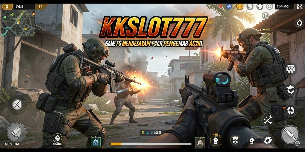 Screenshot utama KKSLOT777 menampilkan gameplay aksi luar biasa FPS.
