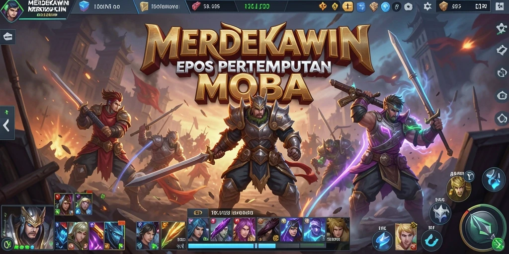 Screenshot gameplay MERDEKAWIN menampilkan aksi tim yang mendebarkan.