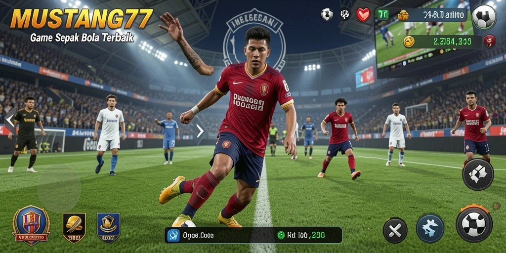 Tampilan gameplay <strong>MUSTANG77</strong> yang memukau dengan aksi sepak bola yang seru.