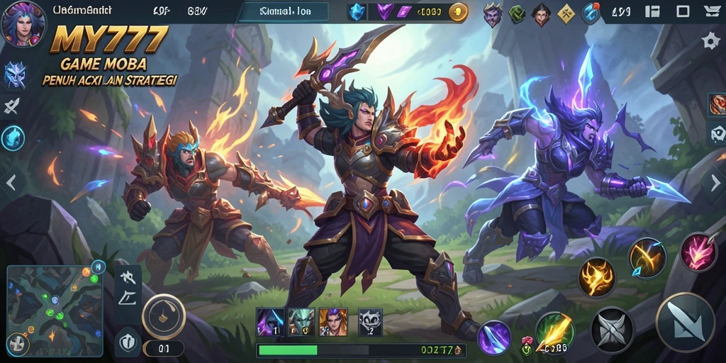Tampilan gameplay menegangkan dari game MOBA MY777.